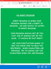 Reading Lesson:  No Robot Reading
